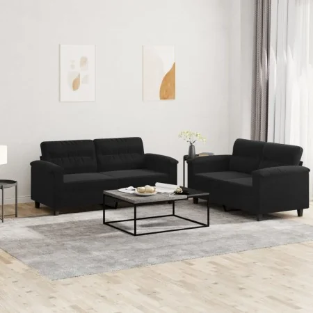 Juego de sofás con cojines 2 piezas tela microfibra negro von , Sofas - Ref: Foro24-3202317, Preis: 539,20 €, Rabatt: %