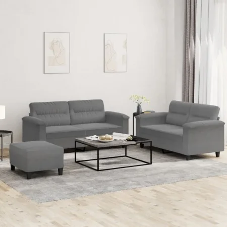 Juego de sofás con cojines 3 piezas tela microfibra gris oscuro by , Sofas - Ref: Foro24-3202322, Price: 522,28 €, Discount: %