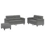 Juego de sofás con cojines 3 piezas tela microfibra gris oscuro by , Sofas - Ref: Foro24-3202322, Price: 522,28 €, Discount: %