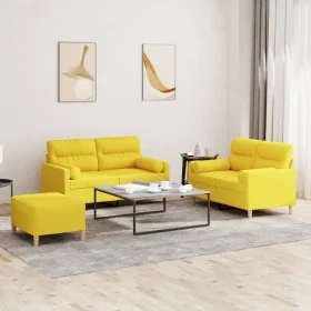 Juego de sofás con cojines 3 piezas tela amarillo claro von , Sofas - Ref: Foro24-3201597, Preis: 418,51 €, Rabatt: %