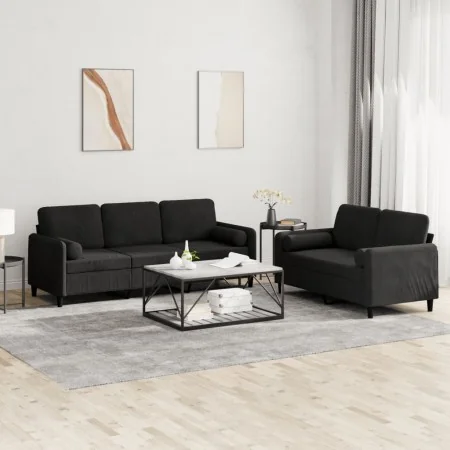 Juego de sofás con cojines 2 piezas terciopelo negro by , Sofas - Ref: Foro24-3202039, Price: 509,87 €, Discount: %