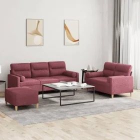 Juego de sofás con cojines 3 piezas tela rojo tinto von , Sofas - Ref: Foro24-3201630, Preis: 534,41 €, Rabatt: %
