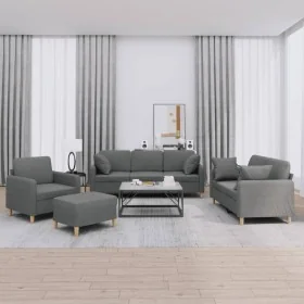 Juego de sofás con cojines 4 piezas tela gris oscuro von , Sofas - Ref: Foro24-3202079, Preis: 696,72 €, Rabatt: %