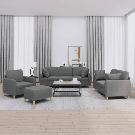 Juego de sofás con cojines 4 piezas tela gris oscuro by , Sofas - Ref: Foro24-3202079, Price: 697,03 €, Discount: %
