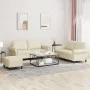 Juego de sofás con cojines 3 piezas cuero sintético crema by , Sofas - Ref: Foro24-3202156, Price: 466,76 €, Discount: %
