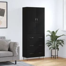 Aparador alto madera contrachapada negro 69,5x34x180 cm by , Sideboards - Ref: Foro24-3198082, Price: 173,50 €, Discount: %