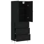 Aparador alto madera contrachapada negro 69,5x34x180 cm de , Aparadores - Ref: Foro24-3198082, Precio: 173,88 €, Descuento: %
