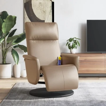 Sillón reclinable masaje reposapiés cuero sintético capuchino by , Armchairs - Ref: Foro24-356556, Price: 229,39 €, Discount: %