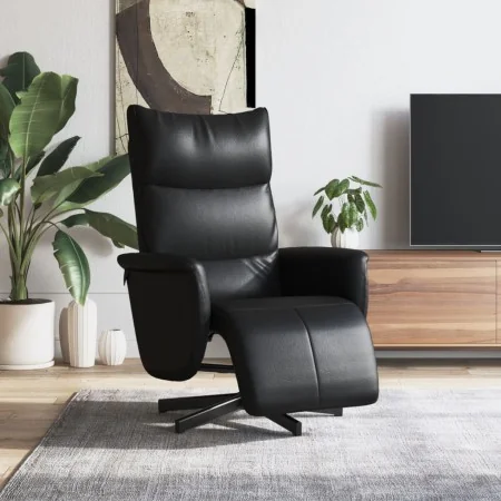Sillón reclinable con reposapiés cuero sintético negro de , Sillones - Ref: Foro24-356589, Precio: 217,63 €, Descuento: %