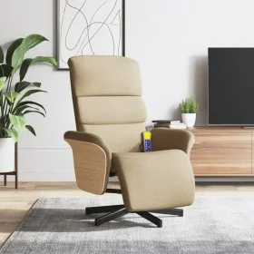 Sillón reclinable de masaje con reposapiés tela color crema de , Sillones - Ref: Foro24-356619, Precio: 255,20 €, Descuento: %