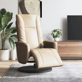 Sillón reclinable masaje reposapiés cuero sintético capuchino by , Armchairs - Ref: Foro24-356516, Price: 232,77 €, Discount: %