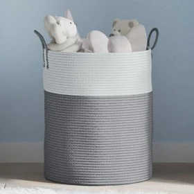 Cesta de almacenaje algodón gris y blanco Ø38x46 cm by , Baskets - Ref: Foro24-358482, Price: 31,91 €, Discount: %