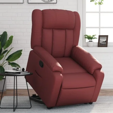 Sillón reclinable elevable cuero artificial rojo tinto de , Sillones - Ref: Foro24-3205268, Precio: 331,08 €, Descuento: %