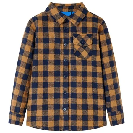 Camisa a cuadros infantil coñac y azul 128 by , Kids T-shirts - Ref: Foro24-12957, Price: 13,95 €, Discount: %