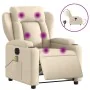Sillón reclinable de masaje eléctrico tela color crema by , Armchairs - Ref: Foro24-3204479, Price: 312,82 €, Discount: %