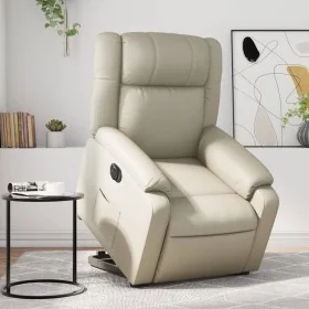 Sillón reclinable elevable eléctrico de cuero sintético crema by , Armchairs - Ref: Foro24-3205165, Price: 375,25 €, Discount: %