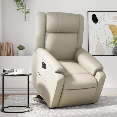 Sillón reclinable elevable eléctrico de cuero sintético crema by , Armchairs - Ref: Foro24-3205165, Price: 376,12 €, Discount: %