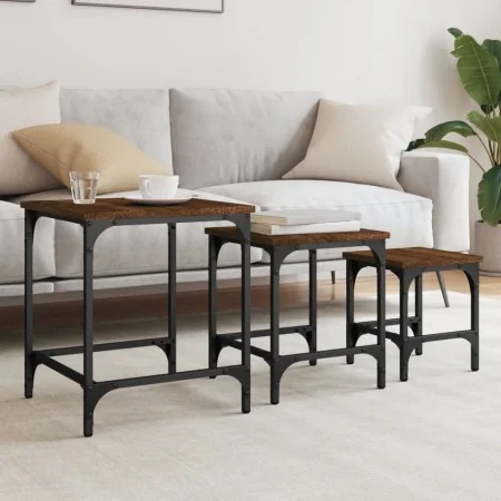 Mesas de centro apilables 3 pzas madera ingeniería roble marrón by , Coffee table - Ref: Foro24-838937, Price: 49,44 €, Disco...