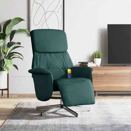 Sillón reclinable de masaje con reposapiés tela verde oscuro de , Sillones - Ref: Foro24-356673, Precio: 200,62 €, Descuento: %