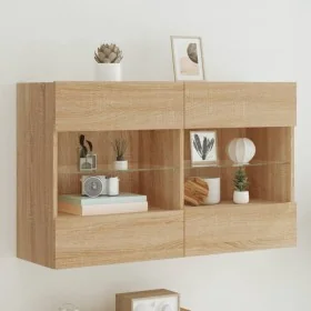 Mueble TV de pared con luces LED roble Sonoma 98,5x30x60,5 cm by , TV Furniture - Ref: Foro24-837108, Price: 105,32 €, Discou...