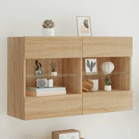 Mueble TV de pared con luces LED roble Sonoma 98,5x30x60,5 cm von , TV-Möbel - Ref: Foro24-837108, Preis: 105,32 €, Rabatt: %