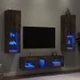 Muebles TV pared con LED 5 pzas madera ingeniería roble ahumado by , TV Furniture - Ref: Foro24-3216608, Price: 158,11 €, Dis...