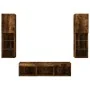Muebles TV pared con LED 5 pzas madera ingeniería roble ahumado by , TV Furniture - Ref: Foro24-3216608, Price: 158,11 €, Dis...