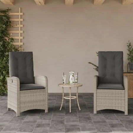 Sillones reclinables de jardín con cojines gris 2 uds ratán PE von , Gartenstühle - Ref: Foro24-365174, Preis: 266,44 €, Raba...