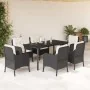 Set de comedor de jardín 7 pzas y cojines ratán sintético negro von , Gartensets - Ref: Foro24-3211917, Preis: 703,94 €, Raba...