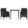 Set comedor de jardín 3 pzas con cojines ratán sintético negro by , Garden sets - Ref: Foro24-3211920, Price: 296,18 €, Disco...