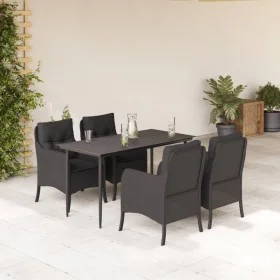 Set de muebles jardín 5 pzas con cojines ratán sintético negro by , Garden sets - Ref: Foro24-3211922, Price: 489,52 €, Disco...