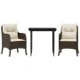Set comedor de jardín 3 piezas y cojines ratán sintético marrón von , Gartensets - Ref: Foro24-3211934, Preis: 300,47 €, Raba...