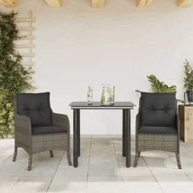 Set comedor de jardín 3 piezas con cojines ratán sintético gris von , Gartensets - Ref: Foro24-3211955, Preis: 305,15 €, Raba...