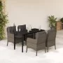 Set comedor de jardín 5 piezas con cojines ratán sintético gris by , Garden sets - Ref: Foro24-3211957, Price: 563,40 €, Disc...
