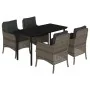Set comedor de jardín 5 piezas con cojines ratán sintético gris by , Garden sets - Ref: Foro24-3211957, Price: 563,40 €, Disc...