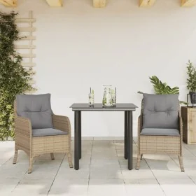 Set comedor de jardín 3 pzas con cojines ratán sintético beige by , Garden sets - Ref: Foro24-3211983, Price: 280,70 €, Disco...