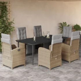 Set comedor de jardín 7 pzas con cojines ratán sintético beige by , Garden sets - Ref: Foro24-3212589, Price: 1,00 €, Discoun...