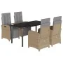 Set comedor de jardín 5 pzas con cojines ratán sintético beige von , Gartensets - Ref: Foro24-3212594, Preis: 750,64 €, Rabat...