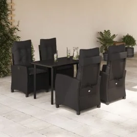 Set de muebles jardín 5 pzas con cojines ratán sintético negro by , Garden sets - Ref: Foro24-3212755, Price: 648,45 €, Disco...