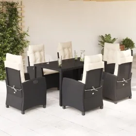 Set de comedor de jardín 7 pzas y cojines ratán sintético negro by , Garden sets - Ref: Foro24-3212631, Price: 866,37 €, Disc...