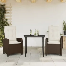 Set comedor de jardín 3 piezas y cojines ratán sintético marrón von , Gartensets - Ref: Foro24-3212762, Preis: 376,94 €, Raba...