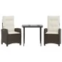 Set comedor de jardín 3 piezas y cojines ratán sintético marrón von , Gartensets - Ref: Foro24-3212762, Preis: 382,75 €, Raba...