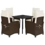 Set comedor de jardín 5 piezas y cojines ratán sintético marrón de , Conjuntos de jardín - Ref: Foro24-3212774, Precio: 615,8...