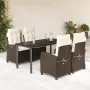 Set comedor de jardín 5 piezas y cojines ratán sintético marrón de , Conjuntos de jardín - Ref: Foro24-3212776, Precio: 650,0...