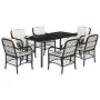 Set de comedor de jardín 7 pzas y cojines ratán sintético negro by , Garden sets - Ref: Foro24-3212093, Price: 729,18 €, Disc...