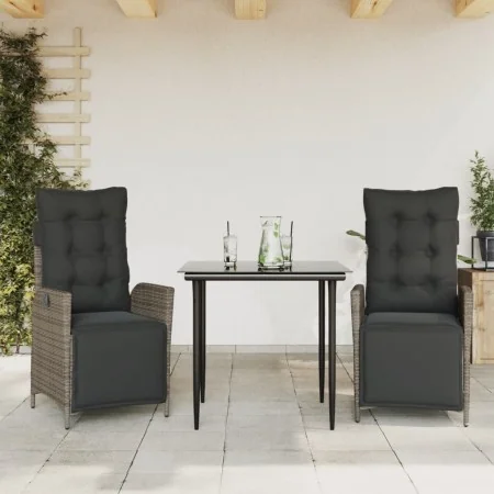 Set comedor de jardín 3 piezas con cojines ratán sintético gris de , Conjuntos de jardín - Ref: Foro24-3213420, Precio: 404,3...