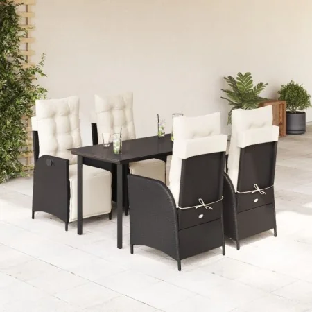 Set de muebles jardín 5 pzas con cojines ratán sintético negro by , Garden sets - Ref: Foro24-3213387, Price: 658,01 €, Disco...