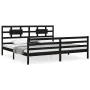 Bed frame with black solid wood headboard 200x200 cm by vidaXL, Beds and slatted bases - Ref: Foro24-3194465, Price: 174,16 €...