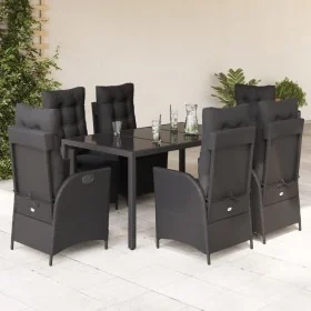 Set de comedor de jardín 7 pzas y cojines ratán sintético negro von , Gartensets - Ref: Foro24-3213324, Preis: 1,00 €, Rabatt: %