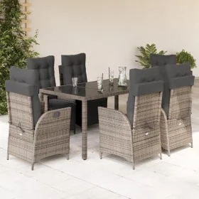 Set comedor jardín 7 pzas y cojines ratán sintético gris by , Garden sets - Ref: Foro24-3213330, Price: 1,00 €, Discount: %
